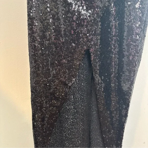 LULUS- Forever Your Girl Black Sequin Faux-Wrap Bodycon Maxi Dress Formal Prom - Picture 6 of 13